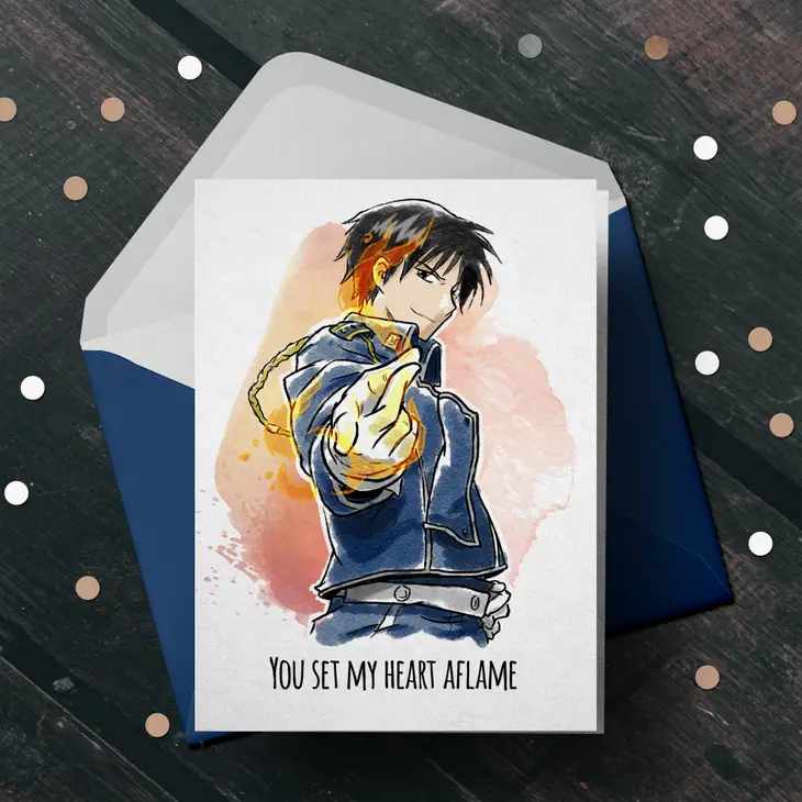 "Aflame" Full Metal Alchemist - Anime Valentines Love Card