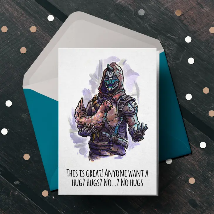 "Hugs? No?" - Destiny  Birthday, Valentines Day Card