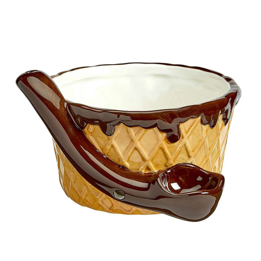 Ceramic Ice Cream Cone Bowl Pipe 5"