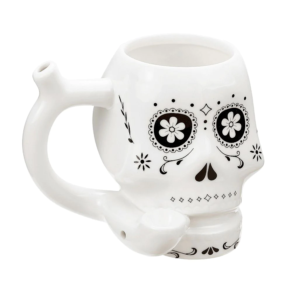 Ceramic White Skull Candy Mug